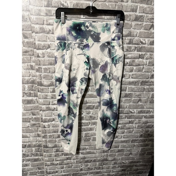 Athleta Pants - Athleta NWOT! Mudra 7/8 Tight White/Multi Floral Mesh Legging Size M